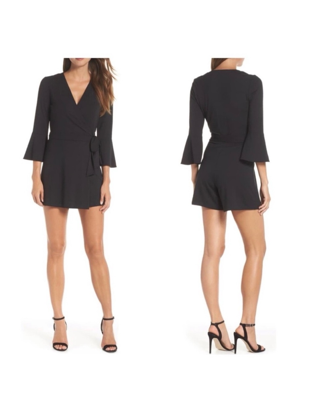 Lilly Pulitzer Karlie Black Wrap Mini Dress with Tie Waist